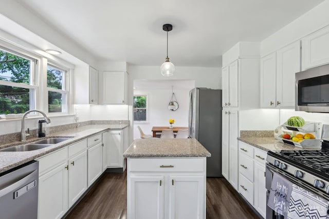 54 Morningside Rd, Colonia, NJ 07067 - kitchen with stainless steel appliances, a sink, dark wood-type flooring, and white cabinetry
