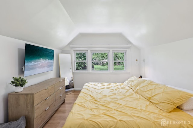 54 Morningside Rd, Colonia, NJ 07067 - bedroom featuring vaulted ceiling, light wood-style flooring, and baseboards