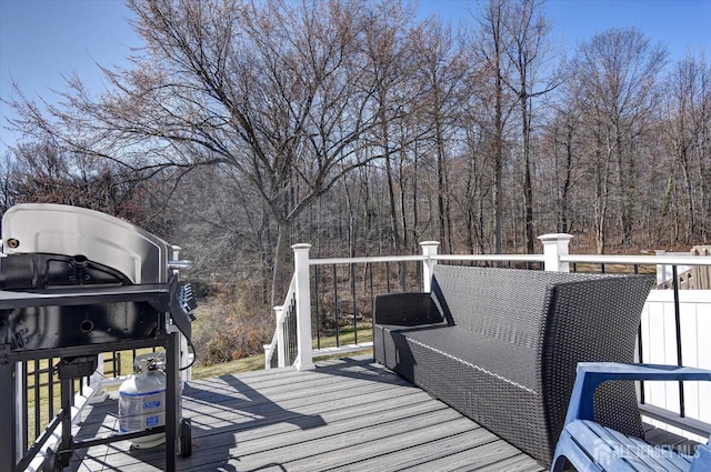40 Forest Garden Dr, Old Bridge, NJ 07747 - deck with grilling area and a view of trees