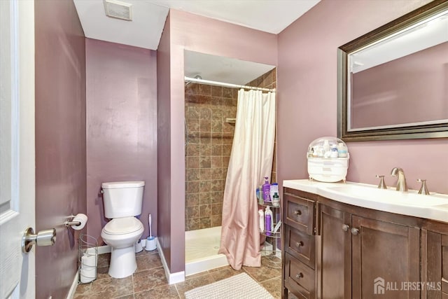 40 Forest Garden Dr, Old Bridge, NJ 07747 - bathroom with toilet, vanity, a shower stall, and tile patterned flooring