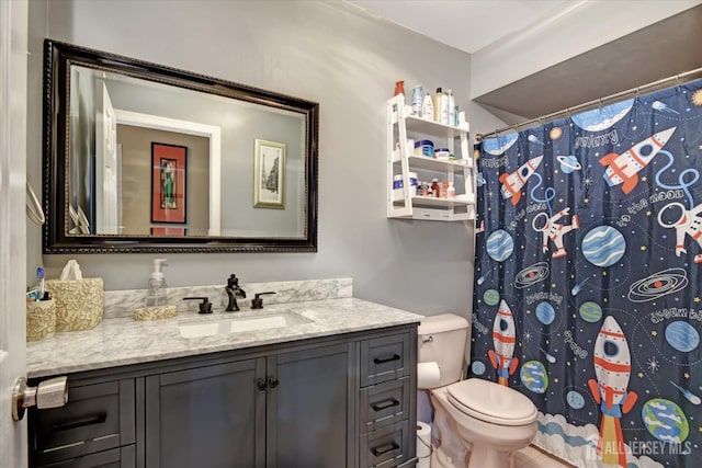 40 Forest Garden Dr, Old Bridge, NJ 07747 - bathroom featuring vanity, toilet, and a shower with curtain