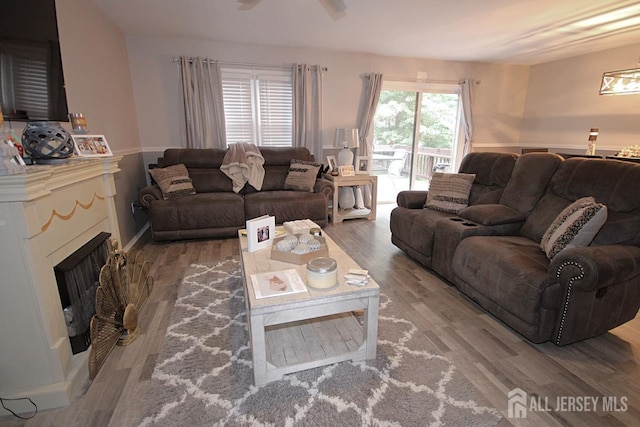 54 Highview Dr, Woodbridge Proper, NJ 07095 - living area featuring wood finished floors and a fireplace