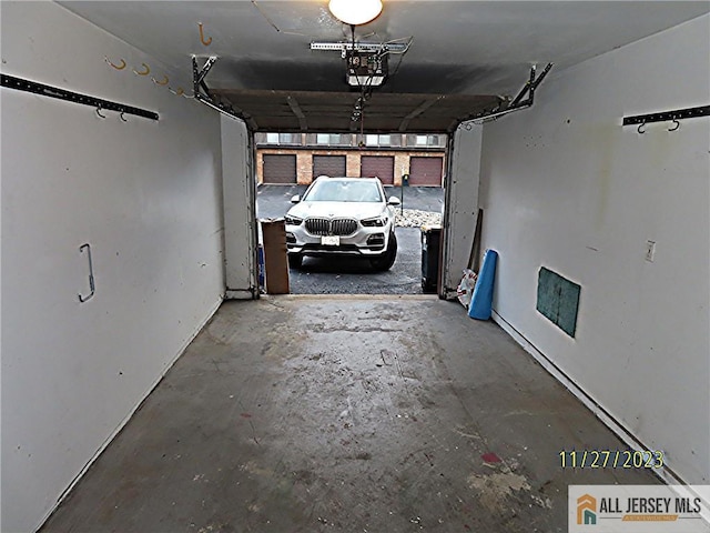 garage with a garage door opener