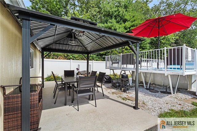 235 Brook Ave, North Plainfield, NJ 07060 - view of patio featuring a gazebo, outdoor dining area, and a wooden deck