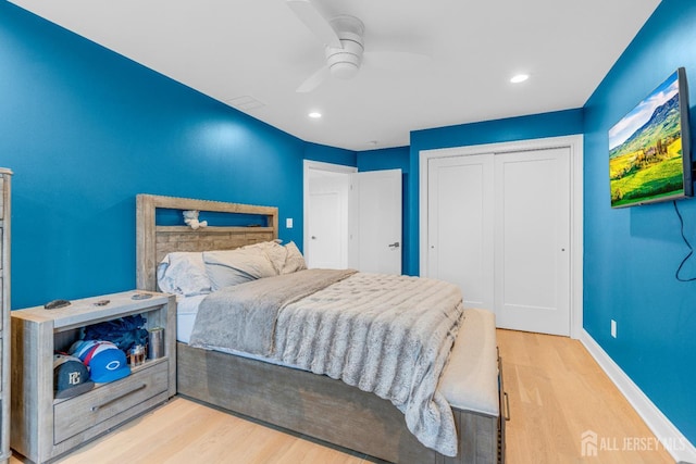 40 Cambridge Rd, Edison, NJ 08817 - bedroom with wood finished floors, a closet, baseboards, a ceiling fan, and recessed lighting