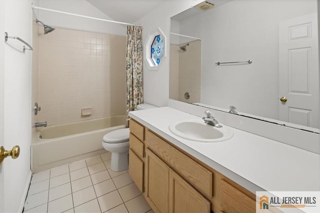 124 Kingsland Cir S, Brunswick, NJ 08852 - bathroom featuring vanity, shower / bath combo with shower curtain, and tile patterned flooring