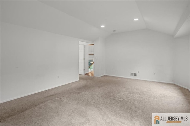 124 Kingsland Cir S, Brunswick, NJ 08852 - additional living space featuring lofted ceiling, carpet flooring, and recessed lighting