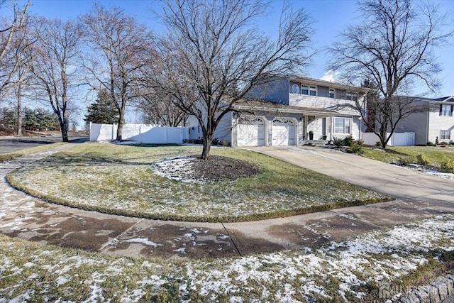 view of yard featuring a garage