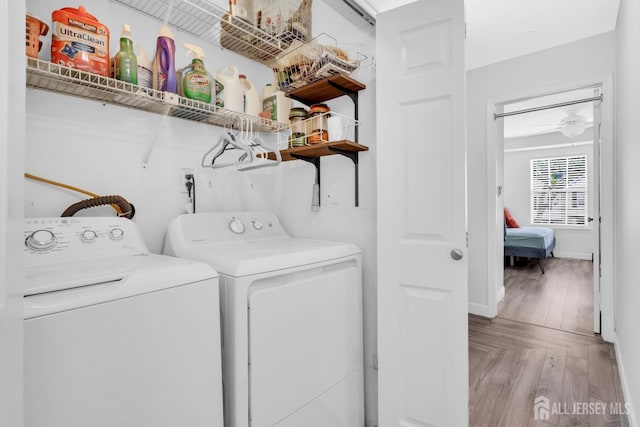 806 Darlington Dr, Old Bridge, NJ 08857 - laundry area with separate washer and dryer and light wood-style flooring