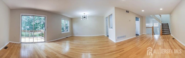 3 Rozalyn Ln, Old Bridge, NJ 08879 - unfurnished room featuring light wood-style flooring, a chandelier, stairway, and recessed lighting