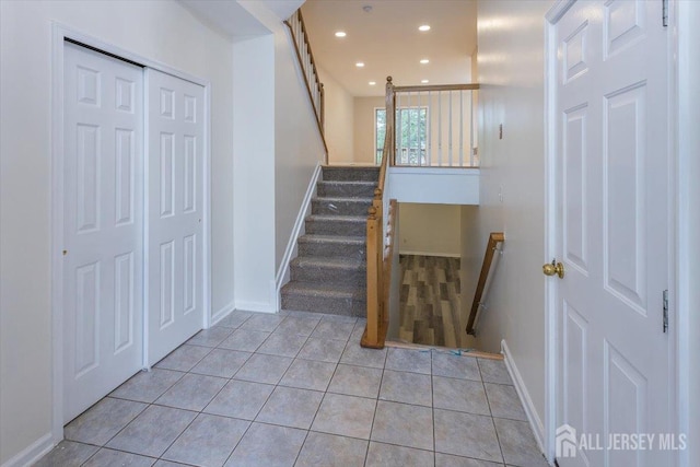 3 Rozalyn Ln, Old Bridge, NJ 08879 - staircase with tile patterned floors and recessed lighting