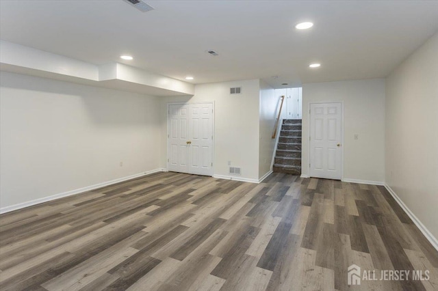 3 Rozalyn Ln, Old Bridge, NJ 08879 - finished below grade area featuring stairs, wood finished floors, and recessed lighting