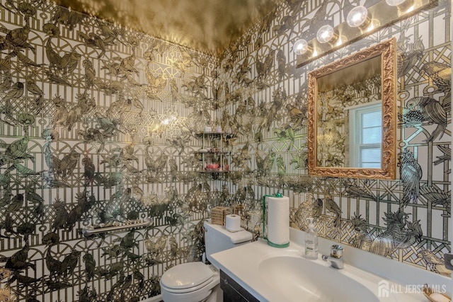 half bath featuring toilet and vanity