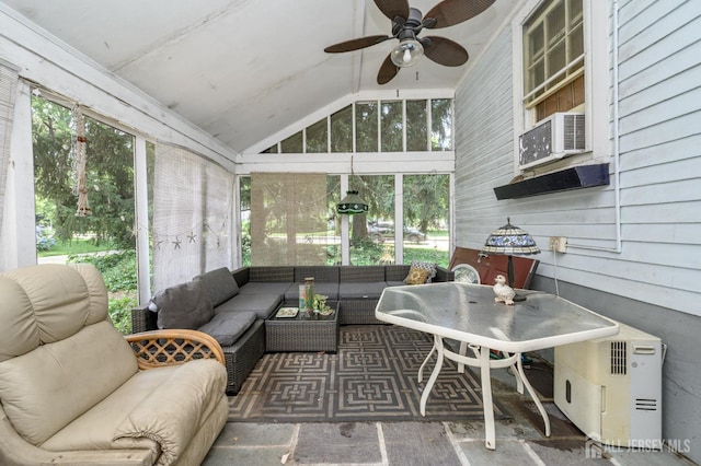 570 Main St, Metuchen, NJ 08840 - sunroom / solarium featuring an outdoor hangout area, vaulted ceiling, and a ceiling fan