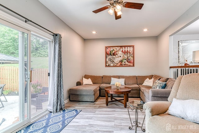 16 Jeanette Ct Unit 293, Jamesburg, NJ 08831 - living area featuring ceiling fan, light wood finished floors, and recessed lighting