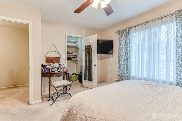 16 Jeanette Ct Unit 293, Jamesburg, NJ 08831 - bedroom with light carpet, a closet, a spacious closet, and a ceiling fan