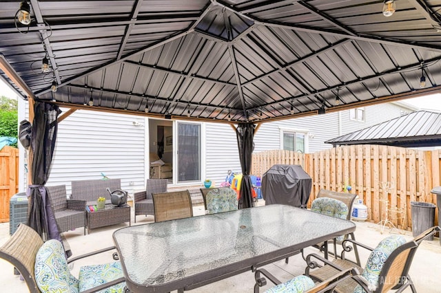16 Jeanette Ct Unit 293, Jamesburg, NJ 08831 - view of patio featuring a gazebo, a grill, and outdoor dining area