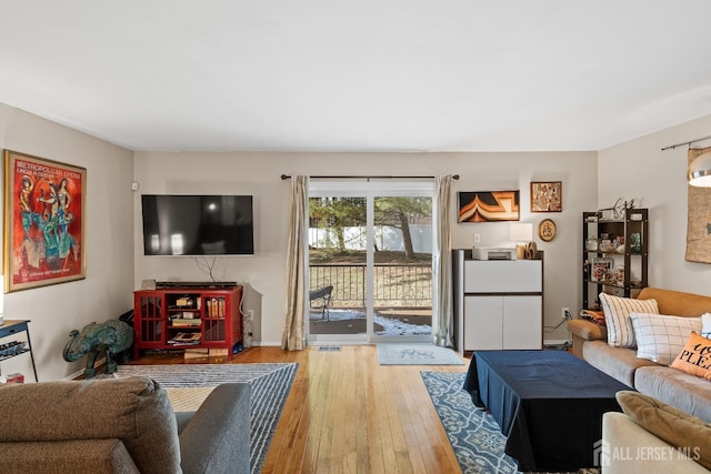 living room with hardwood / wood-style floors