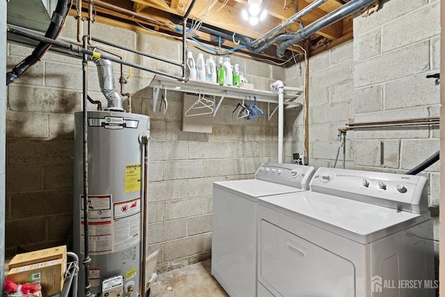 3 Wood Acres Dr, North Brunswick, NJ 08902 - laundry room featuring water heater and washing machine and clothes dryer
