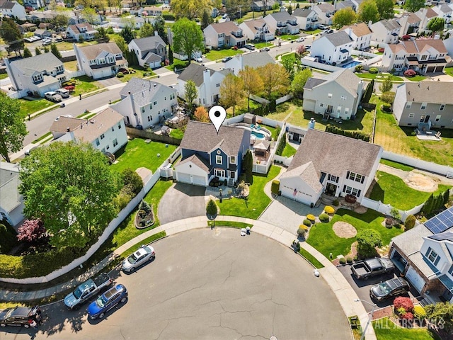 aerial view featuring a residential view