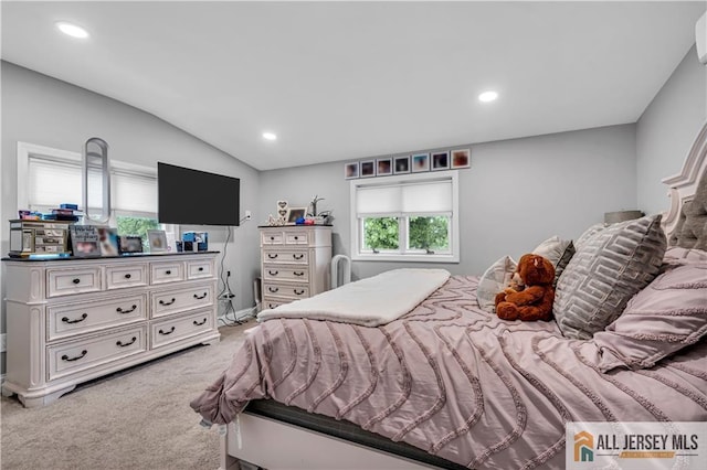 10 Buttonwood Dr, Old Bridge, NJ 08857 - bedroom featuring vaulted ceiling, light carpet, and recessed lighting