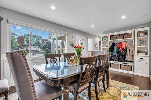 10 Buttonwood Dr, Old Bridge, NJ 08857 - dining space featuring dark wood-style floors and recessed lighting