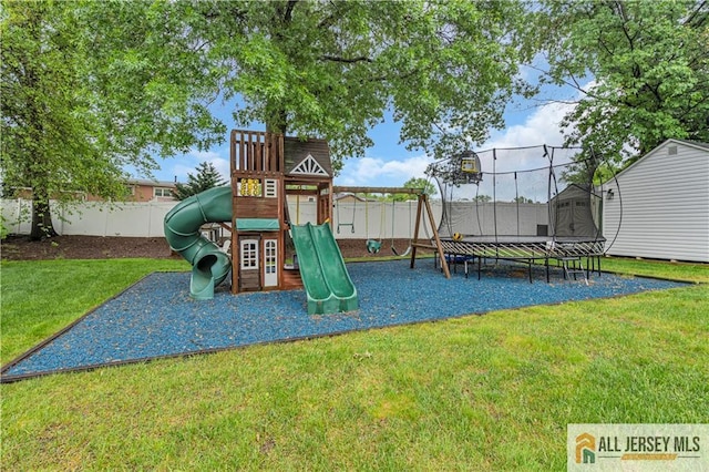 10 Buttonwood Dr, Old Bridge, NJ 08857 - view of playground featuring a trampoline