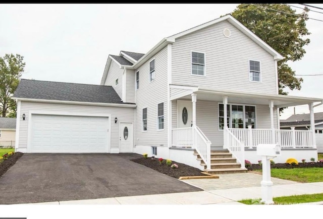 186 Chinnick Ave, Hamilton, NJ 08619 - view of front of house with driveway, a garage, and covered porch