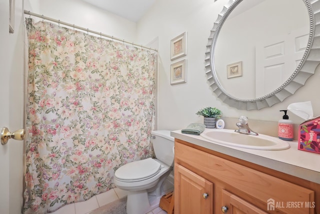 4 Holly Manor Ct, Helmetta, NJ 08828 - bathroom with vanity, tile patterned floors, and a shower with shower curtain