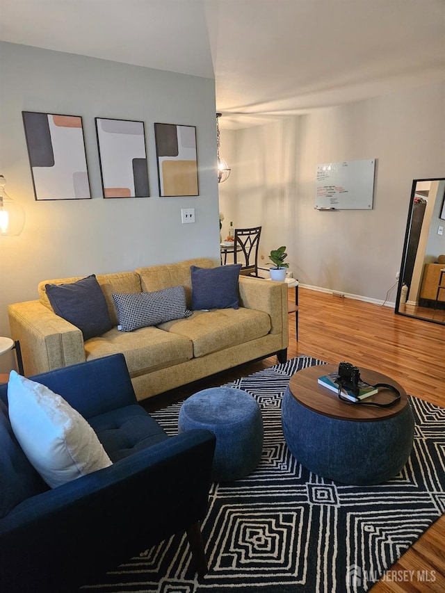 living room featuring wood-type flooring