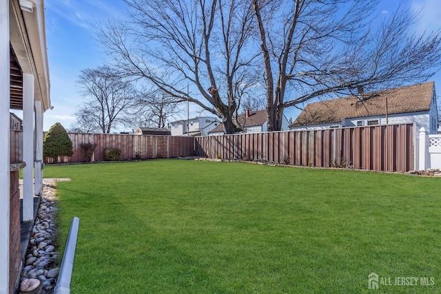view of yard featuring a fenced backyard