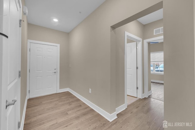 interior space with light hardwood / wood-style flooring