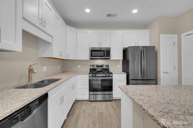 kitchen featuring sink, white cabinets, and appliances with stainless steel finishes