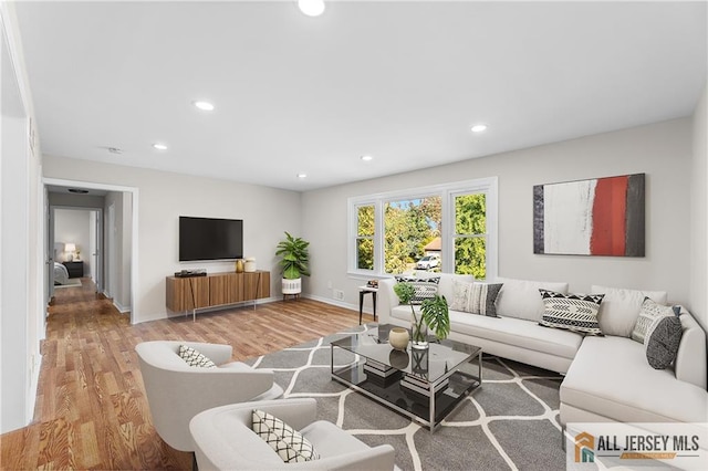 living room featuring hardwood / wood-style floors