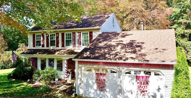 colonial inspired home with a garage