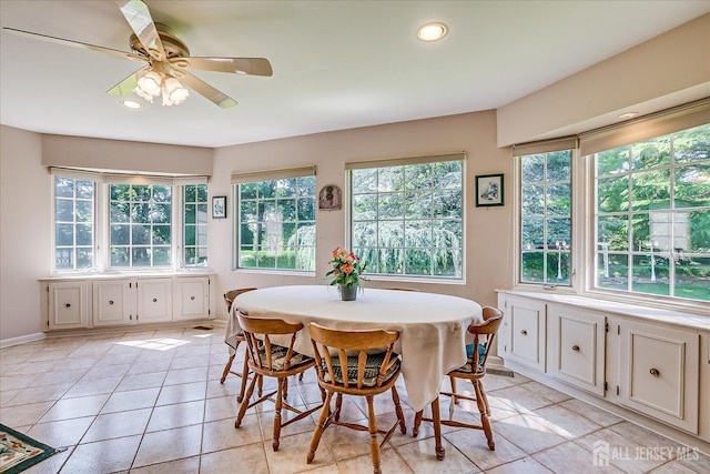 64 Annette Dr, Edison, NJ 08820 - dining area with recessed lighting, a ceiling fan, and light tile patterned floors