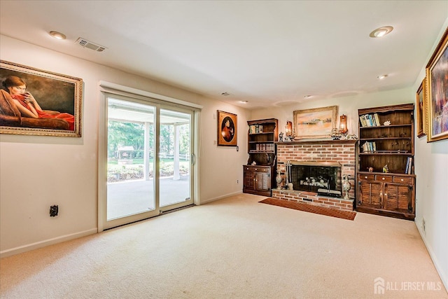 64 Annette Dr, Edison, NJ 08820 - living room with carpet flooring, a fireplace, and recessed lighting
