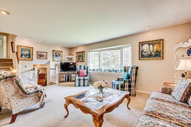 64 Annette Dr, Edison, NJ 08820 - carpeted living room featuring stairs