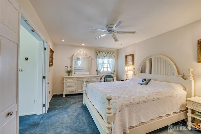 64 Annette Dr, Edison, NJ 08820 - bedroom with dark carpet, ceiling fan, and recessed lighting