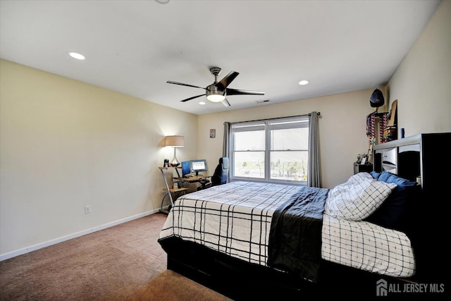 2 Eddie Ct, South Brunswick, NJ 08810 - bedroom with carpet floors, baseboards, recessed lighting, and a ceiling fan