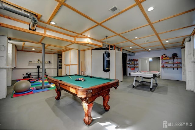 2 Eddie Ct, South Brunswick, NJ 08810 - recreation room featuring billiards, recessed lighting, and concrete flooring