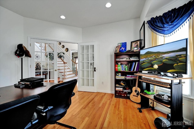 2 Eddie Ct, South Brunswick, NJ 08810 - office featuring wood finished floors, recessed lighting, baseboards, and french doors