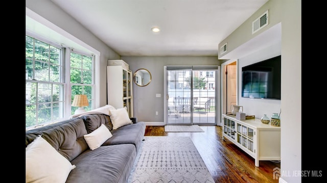 3 Mayfield Pl, Metuchen, NJ 08840 - living area featuring plenty of natural light, dark wood-type flooring, and recessed lighting