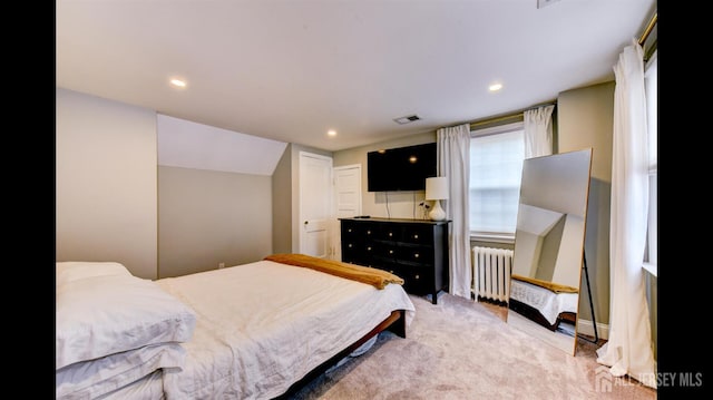 3 Mayfield Pl, Metuchen, NJ 08840 - bedroom with radiator heating unit, light colored carpet, and recessed lighting