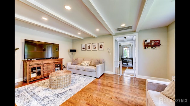 3 Mayfield Pl, Metuchen, NJ 08840 - living area with recessed lighting, wood finished floors, and beamed ceiling