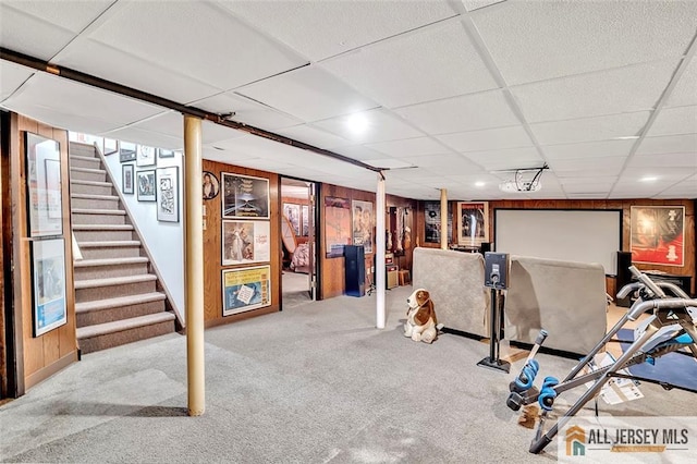 5 Serviss Ave, East Brunswick, NJ 08816 - workout area with carpet floors and a drop ceiling