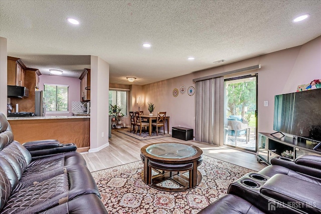19 Carriage Pl, Edison, NJ 08820 - living area with light wood-style flooring, recessed lighting, and a textured ceiling