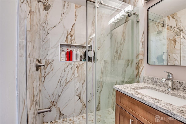19 Carriage Pl, Edison, NJ 08820 - full bath featuring a marble finish shower and vanity
