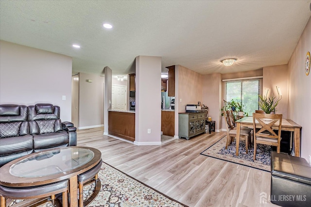 19 Carriage Pl, Edison, NJ 08820 - living area featuring light wood-style flooring, a textured ceiling, and recessed lighting