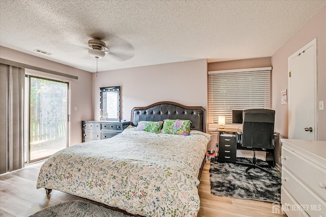19 Carriage Pl, Edison, NJ 08820 - bedroom with access to outside, light wood-style floors, a desk, a ceiling fan, and a textured ceiling